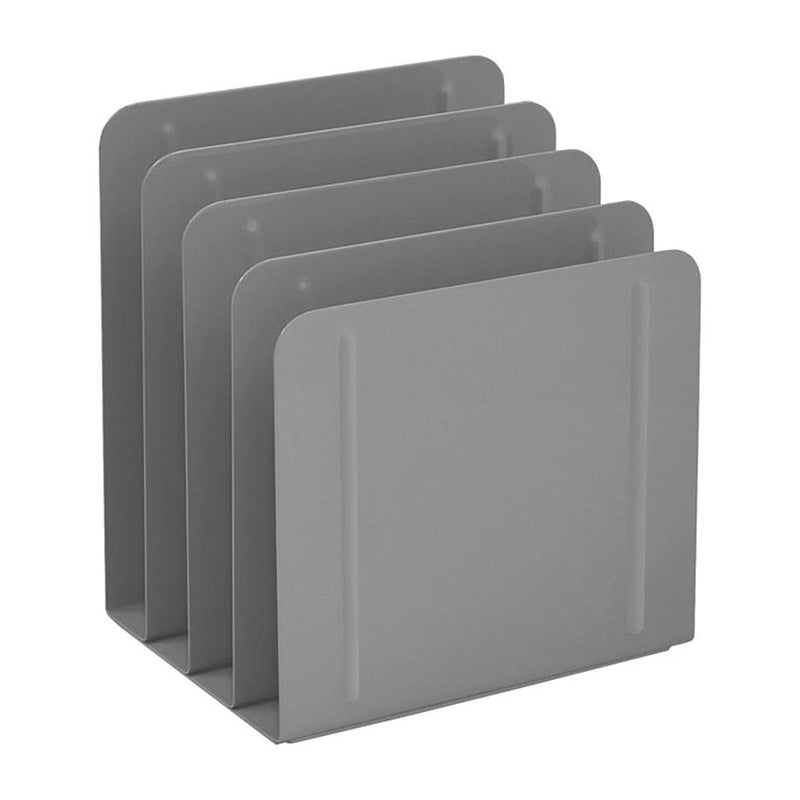 Acrimet 4-Section Vertical Metal File Sorter, Desktop File Organizer for Papers, Folders & Documents, Space-Saving Office Organizer, Silver - Image 1